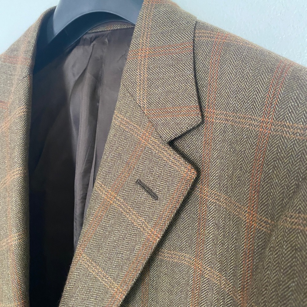 Gieves & Hawkes 38R Brown Windowpane Check Cashmere Sport Jacket Blazer - Picture 6 of 7